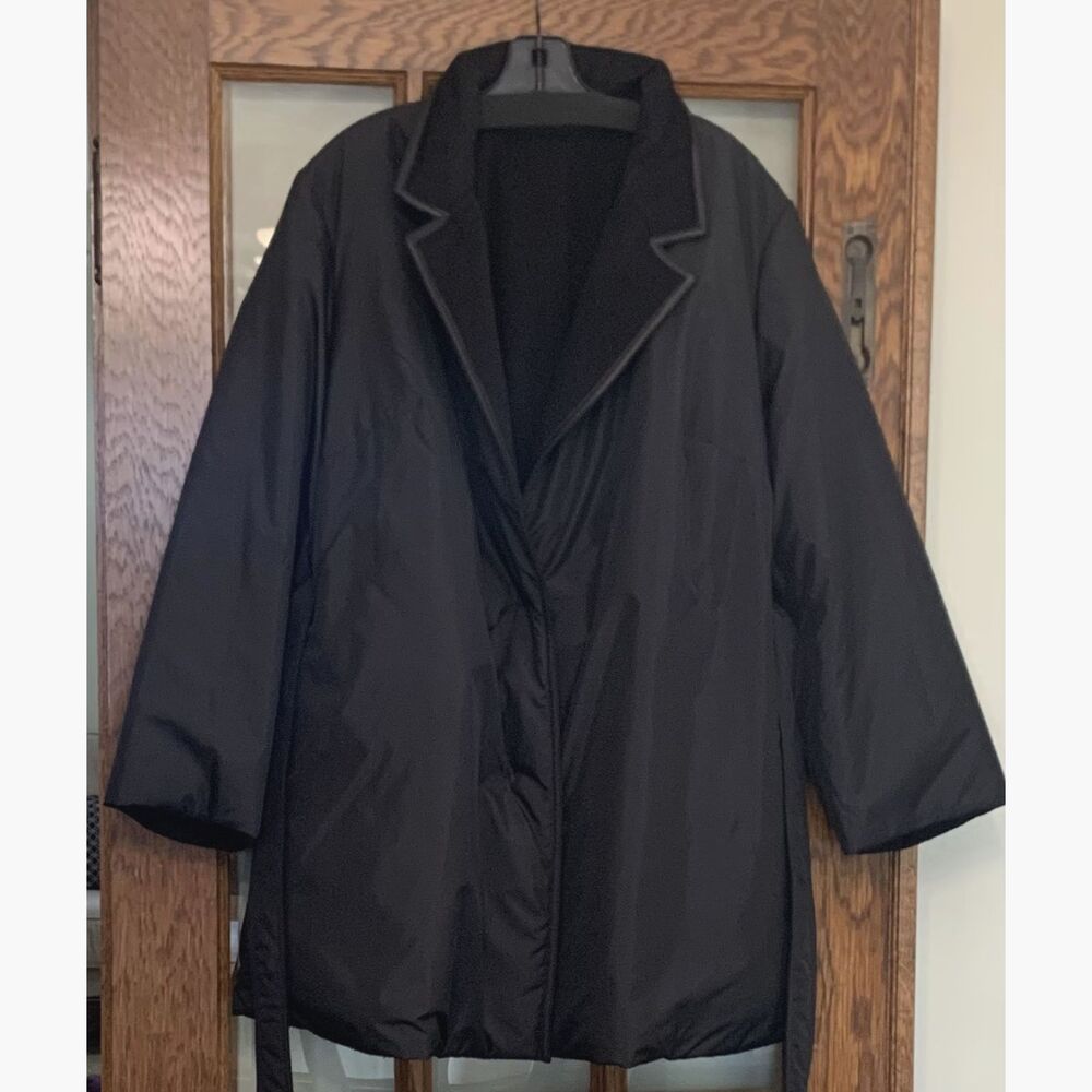Lafayette 148 Reversible Puffer Coat Camel Hair & Tech Black 2X Excellent - Picture 4 of 13